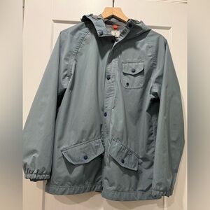 Lands’ End Kids Hooded Rain Jacket Blue-Gray Lightweight XL 18–20